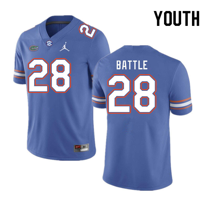 Youth #28 Eddie Battle Florida Gators College Football Jerseys Stitched-Royal